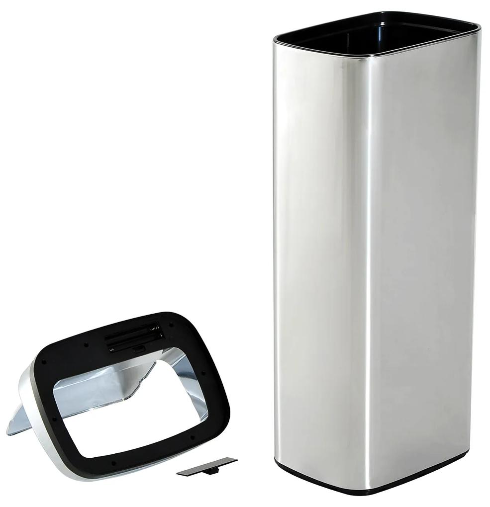 Caixote do Lixo Inteligente – Cor: Prata – Aço Inoxidável – 33 x 25 x 84 cm preço agradável automático e inteligente é ideal sensor resistente à água