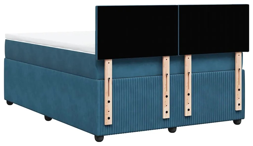 Cama com molas/colchão 140x200 cm veludo azul