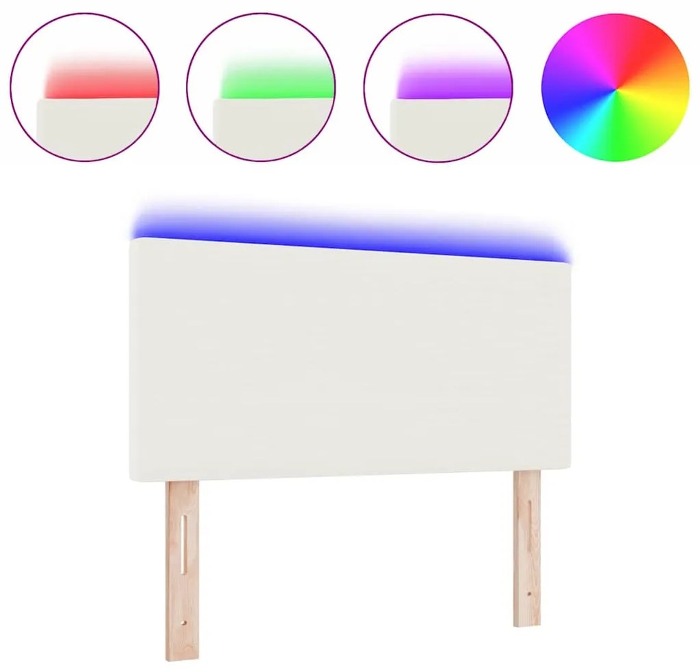 Cabeceira LED vidaXL Design Liso Creme 80 cm Tecido Cotelê