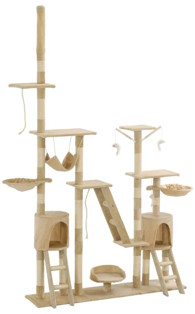 Árvore para gatos c/ postes arranhadores sisal 230-250 cm bege