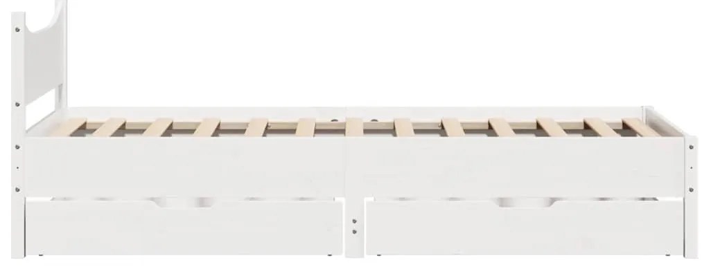 Estrutura de cama com gavetas 90x190 cm pinho maciço branco