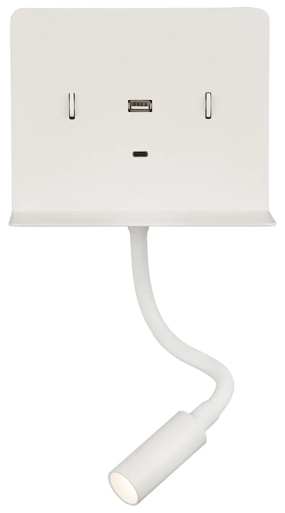 Calma Aplique de Parede Luz de Leitura Direcionável, com Porta USB