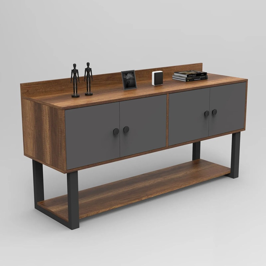 Console MN04 – Walnut/Anthracite – 180x93,2x85 cm