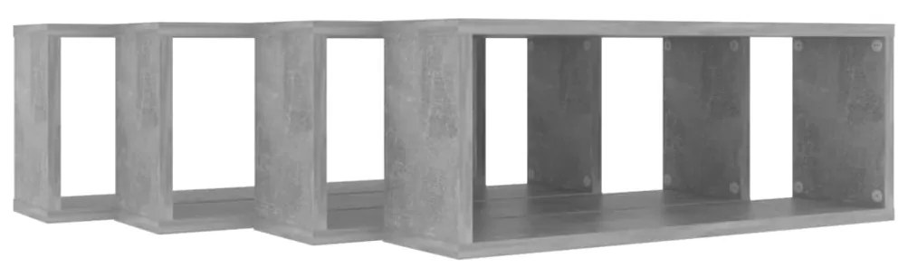 Prateleiras parede forma de cubo 4 pcs 60x15x23cm cinza cimento