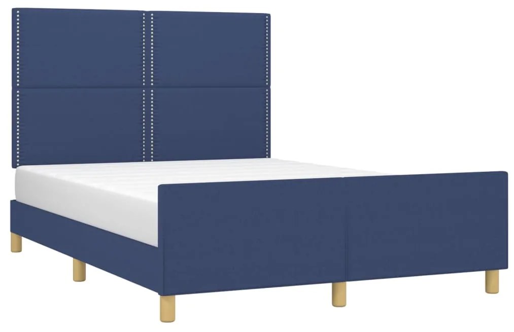 Estrutura de cama sem colchão 140x190 cm tecido azul