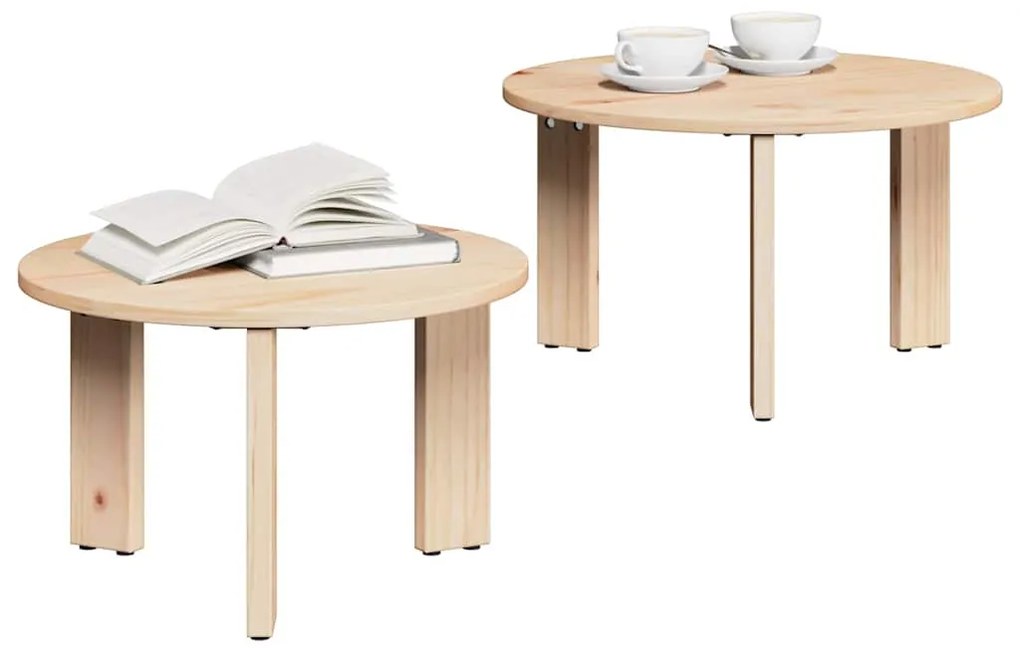 Conjunto de Mesas de Café 2 pcs Natural 47.5 x 47.5 x 27 cm