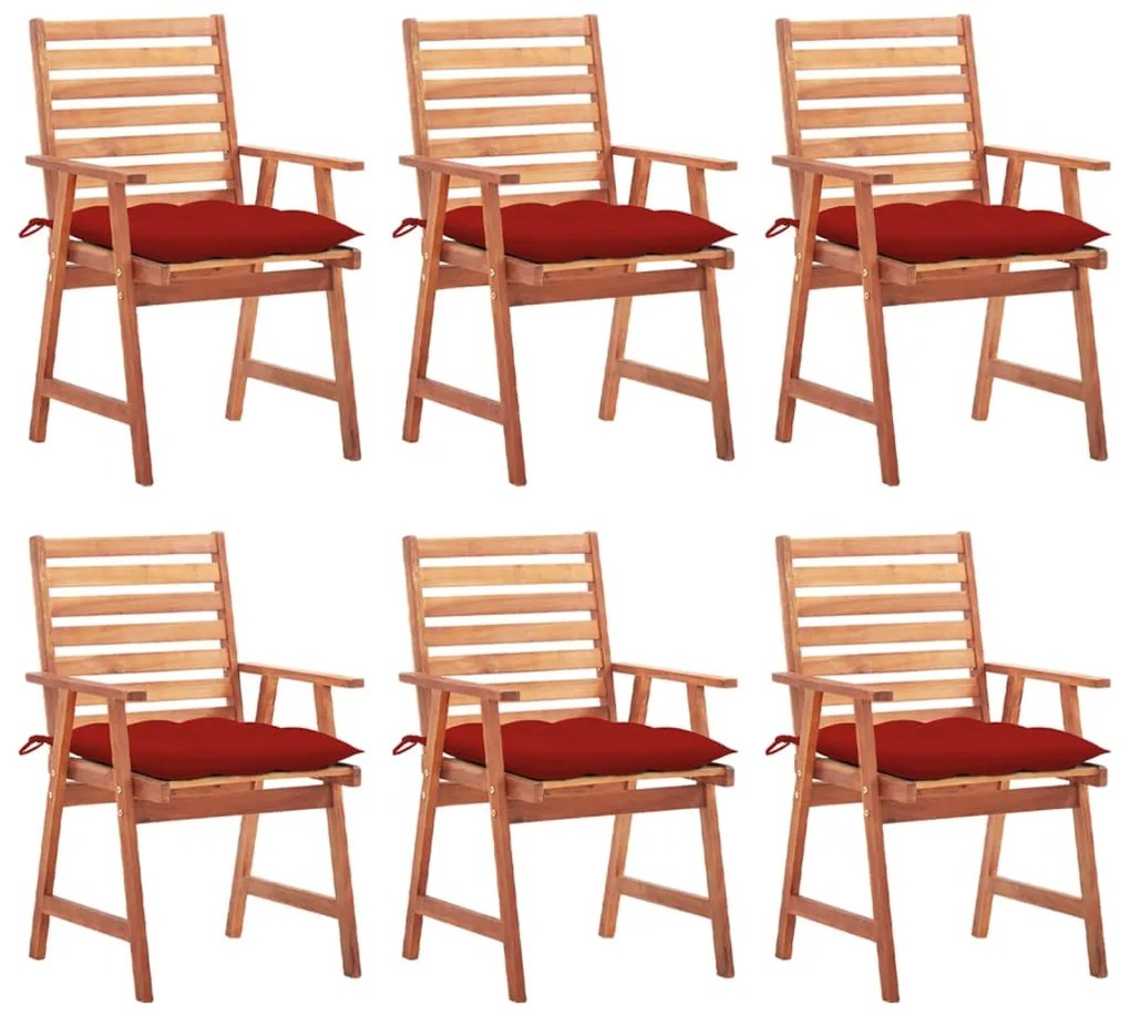 vidaXL Cadeiras de jantar p/ jardim 6 pcs c/ almofadões acácia maciça
