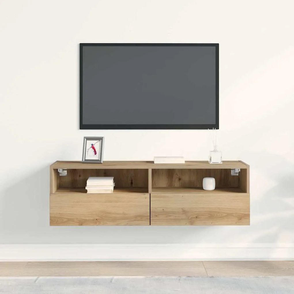 Armário de TV vidaXL em Carvalho Artisan 100x30x30 cm em Madeira Deriv