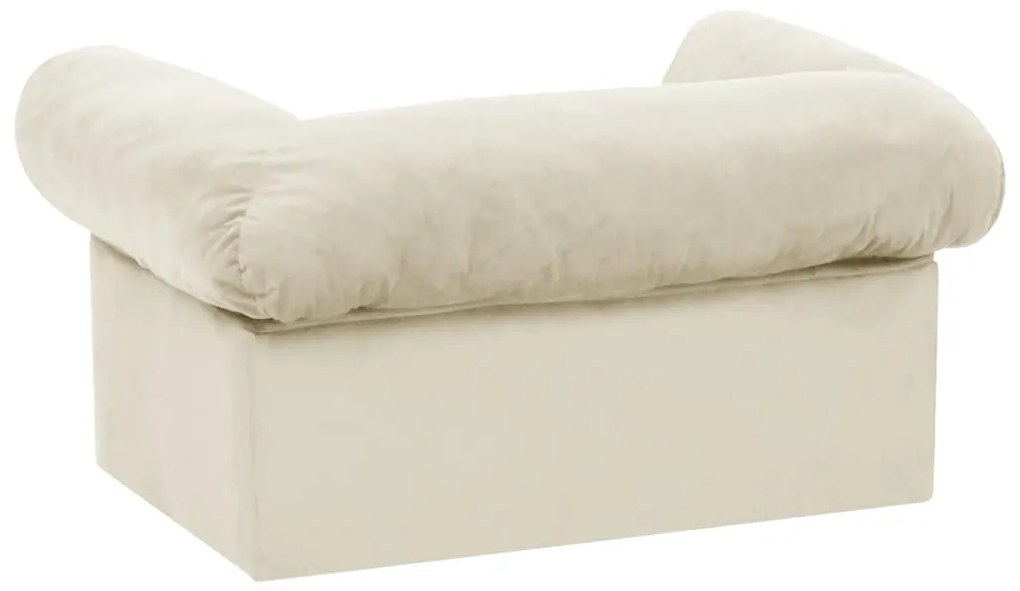 Sofá para cães com gaveta 75x50x38 cm pelúcia cor creme