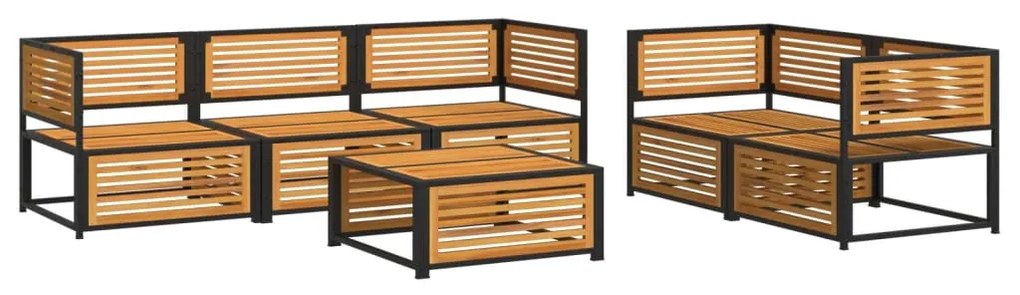 6 pcs conjunto de sofás de jardim com almofadões acácia maciça