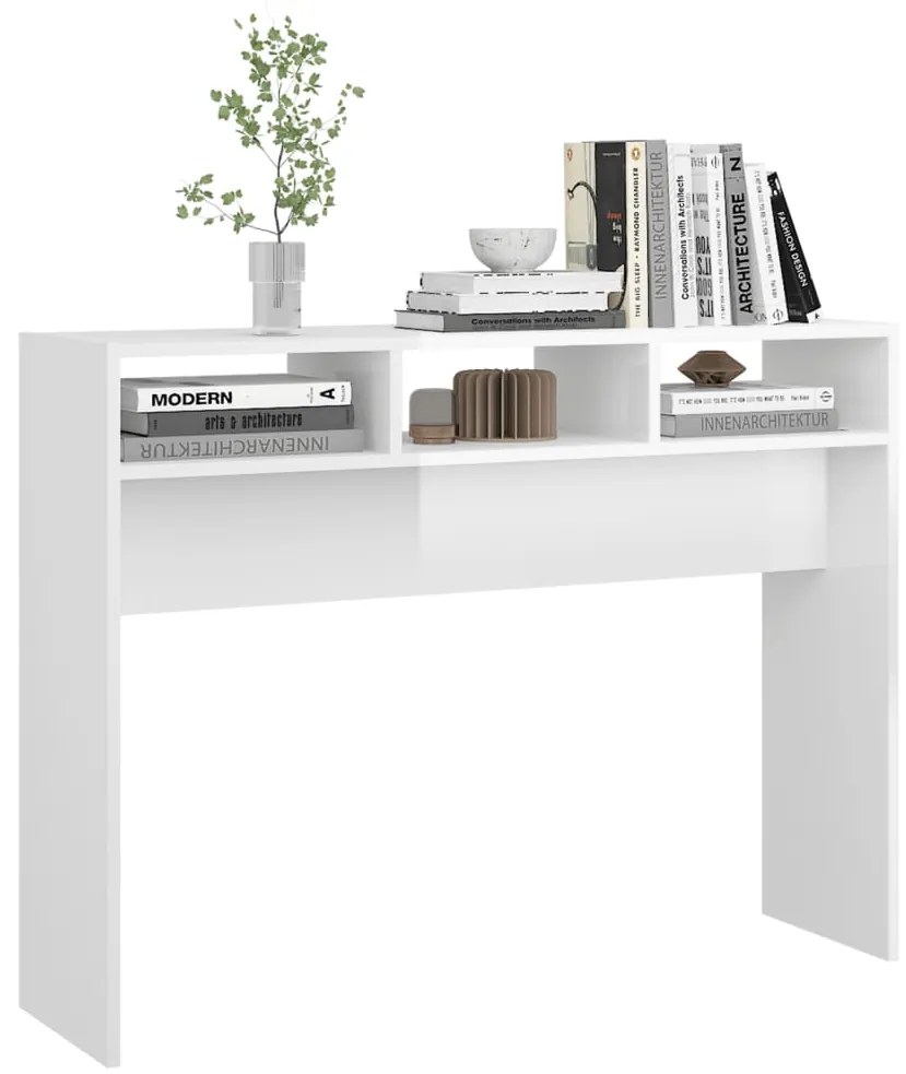 Mesa consola 105x30x80 cm derivados de madeira branco brilhante