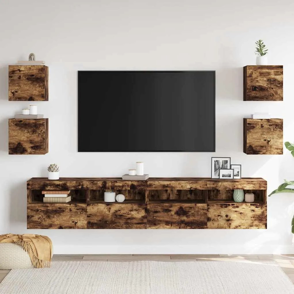 Móveis de TV de parede 4 pcs 30,5x30x30 cm cor carvalho fumado