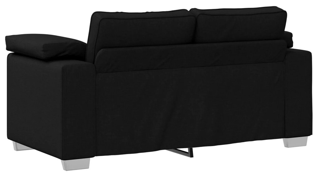 Conjunto de Sofá de 2 Peças com Almofadas em Tecido Preto
