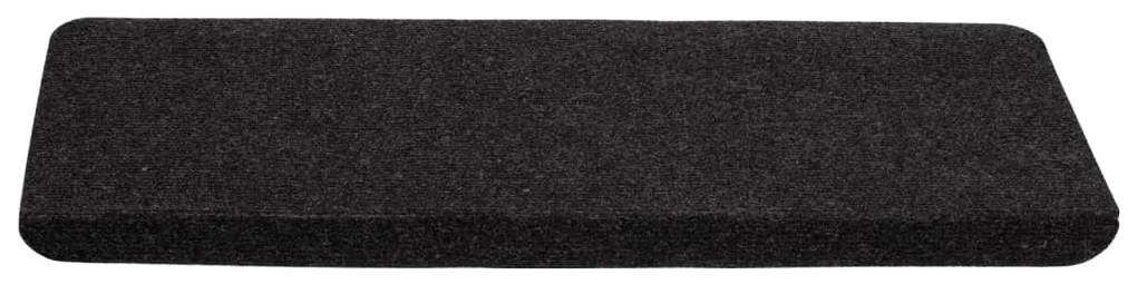 Tapetes de escada autoadesivos 15 pcs 65x24,5x3,5 cm preto