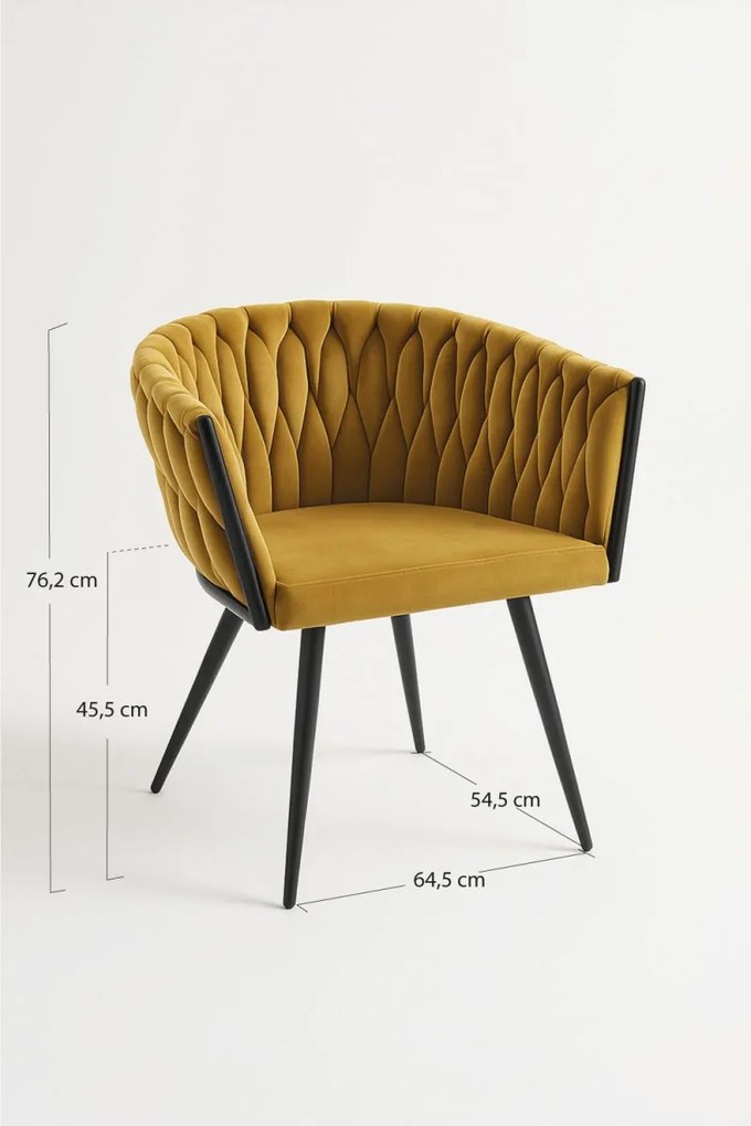 Cadeira Widny Black Veludo - Mostarda