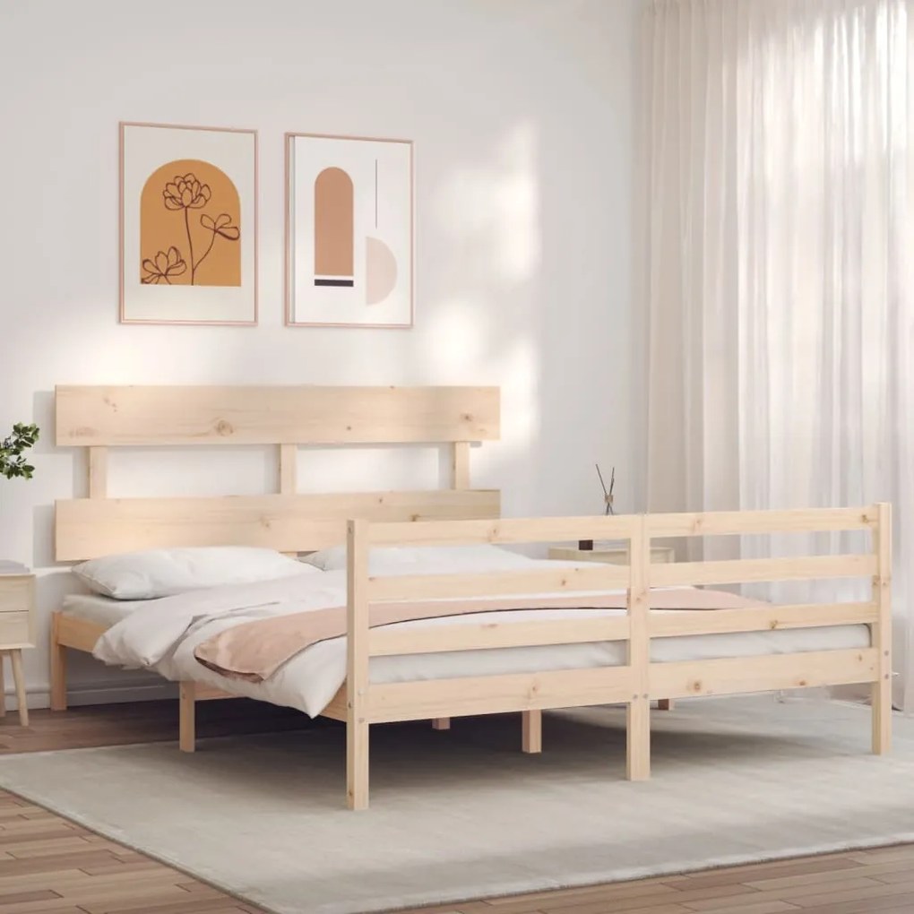 Estrutura de cama King Size com cabeceira madeira maciça