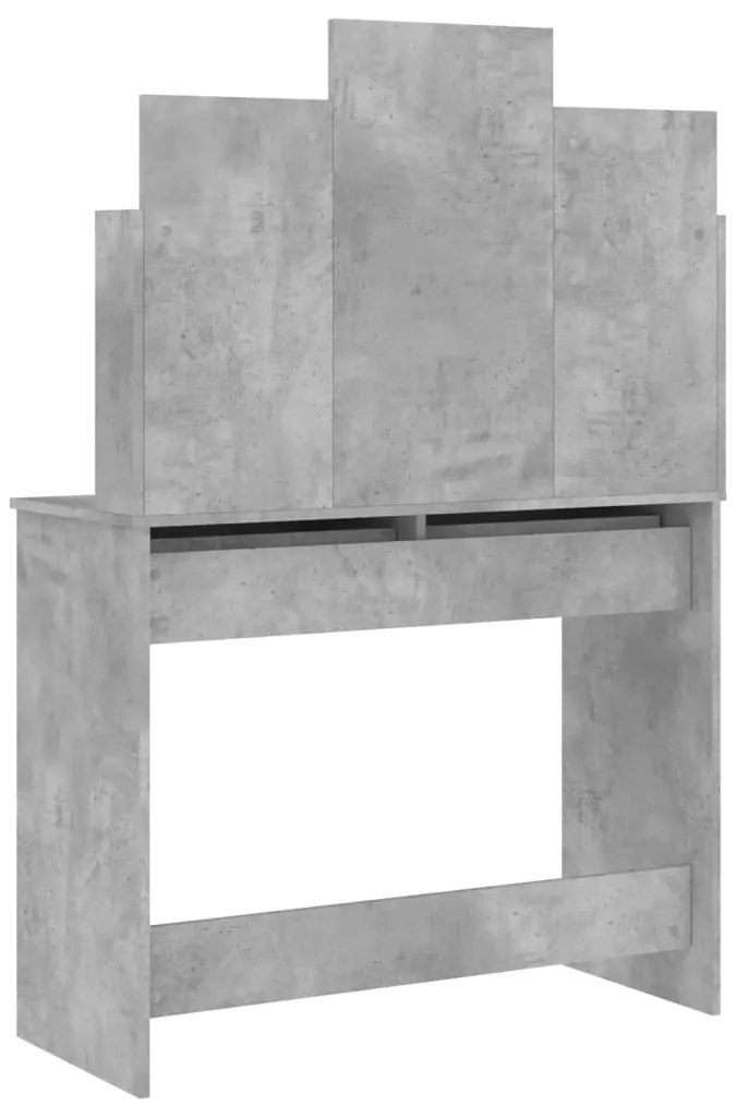 Toucador com espelho 96x39x142 cm cinzento cimento