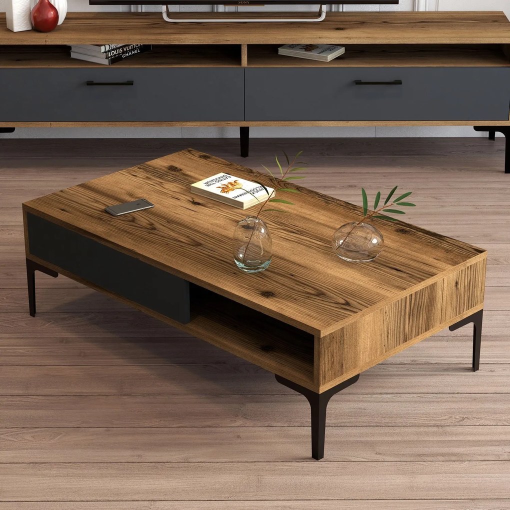 Mesa de Centro Istanbul – Nogueira Antracite – 105x32,6x60 cm