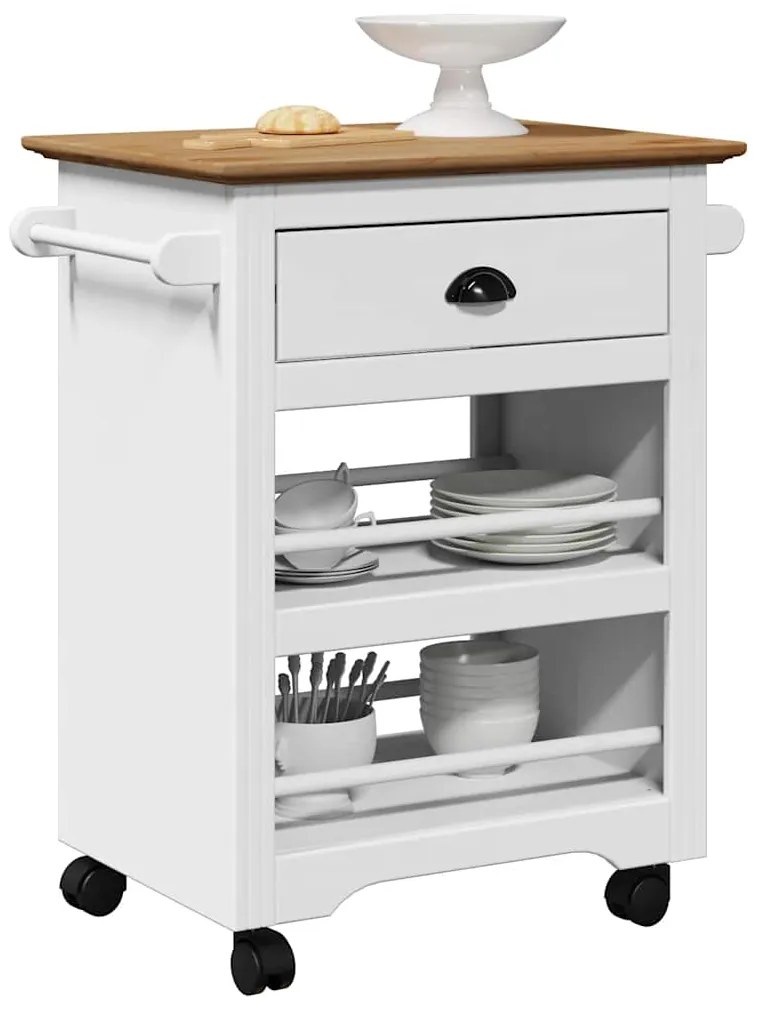 Carrinho de cozinha BODO branco e castanho 67,5x45x80 cm