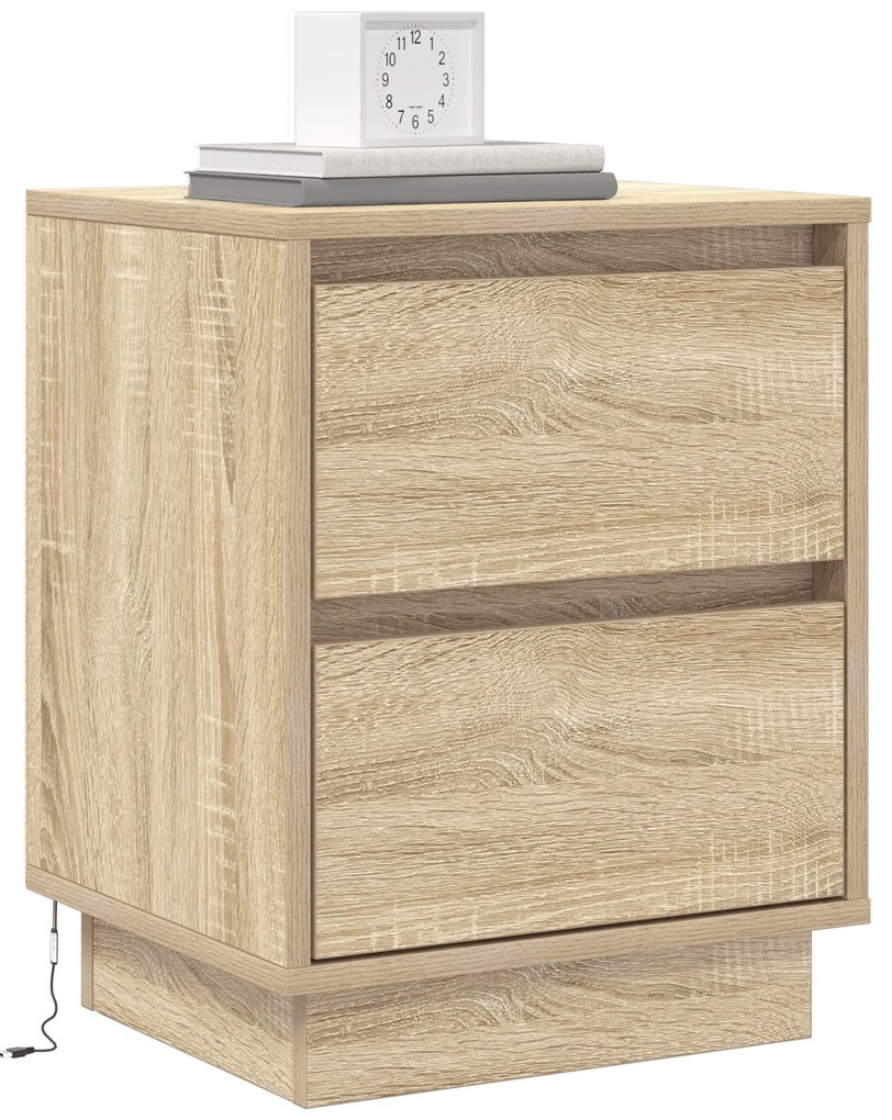 Mesa de Cabeceira com Luzes LED Carvalho Sonoma 39x34,5x50 cm