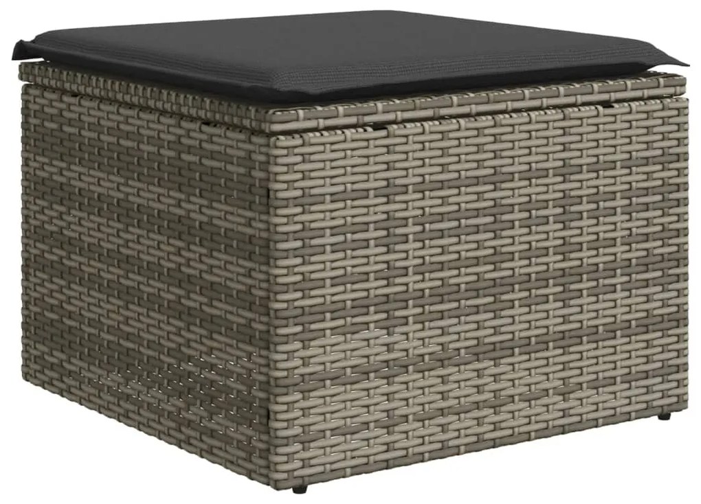 6 pcs conjunto sofás de jardim com almofadões vime cinzento