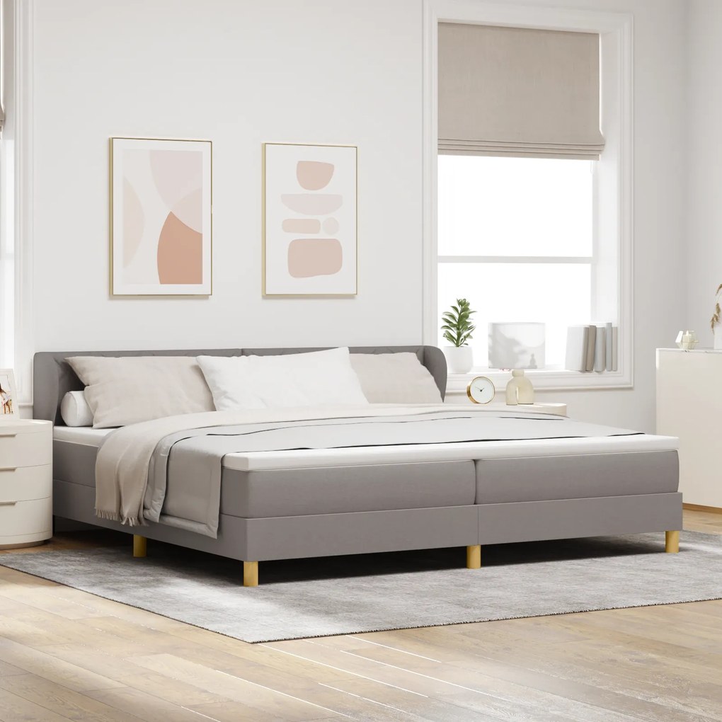 Cama Box Spring vidaXL com Colchão em Taupe, 200x200 cm, Tecido