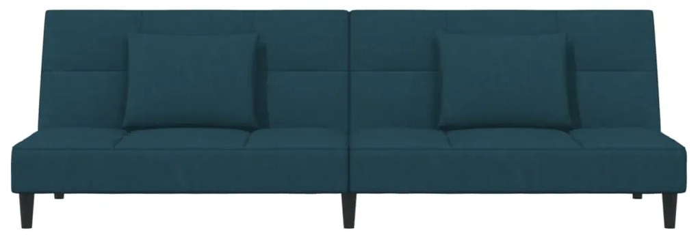 Sofá-cama 2 lugares com duas almofadas veludo azul