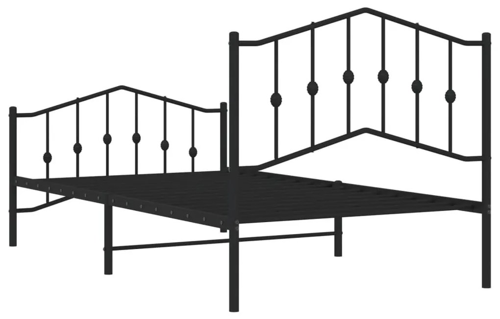 Estrutura de cama com cabeceira e pés 100x190 cm metal preto