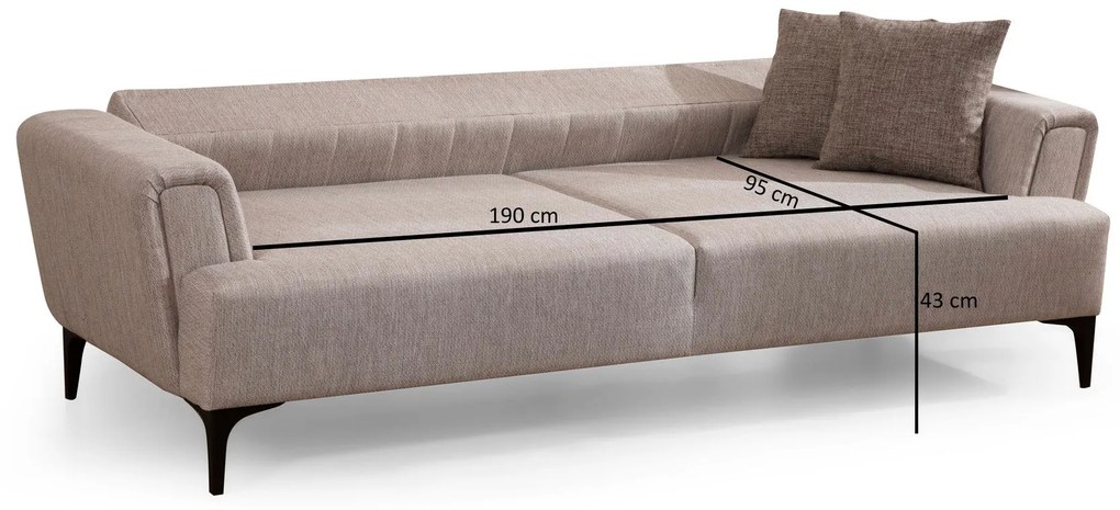 Sofá-cama de 3 Lugares Hamlet – Bege – 230 cm x 95 cm x 77 cm