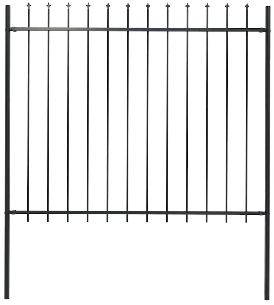 vidaXL Cerca de jardim com topo em forma de lança em aço 181x150 cm, preta