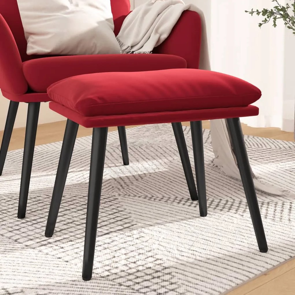 341509 vidaXL Apoio de pés 45x29,5x35 cm veludo vermelho tinto