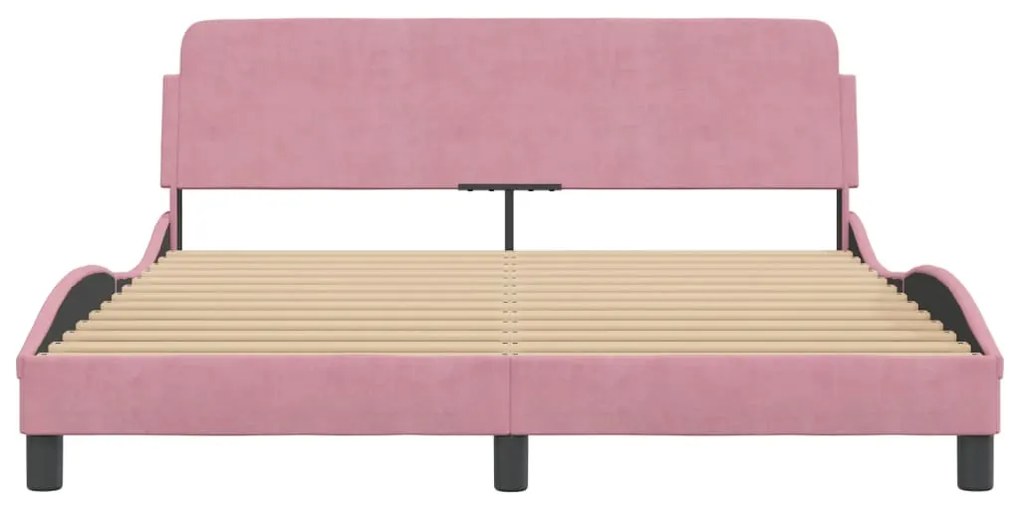 Estrutura de cama c/ cabeceira 160x200 cm veludo rosa