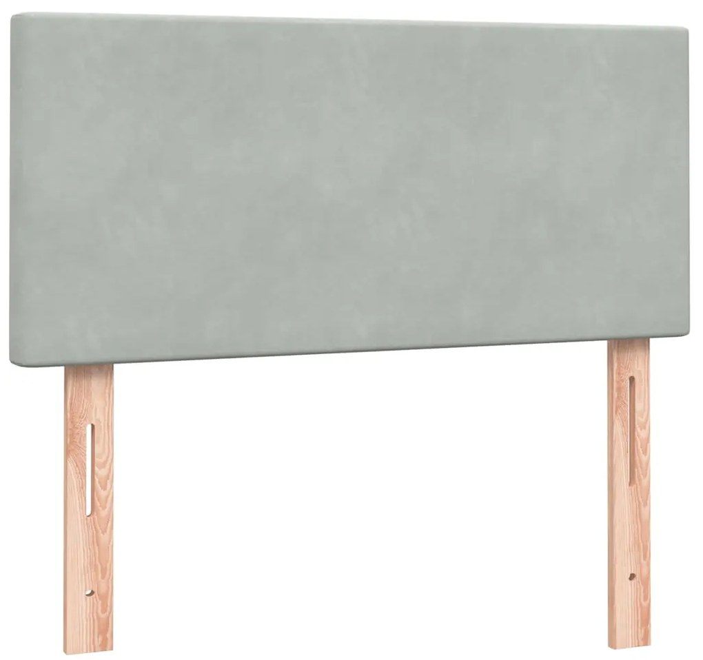 Cama com molas/colchão cinzento-claro 80x220 cm veludo