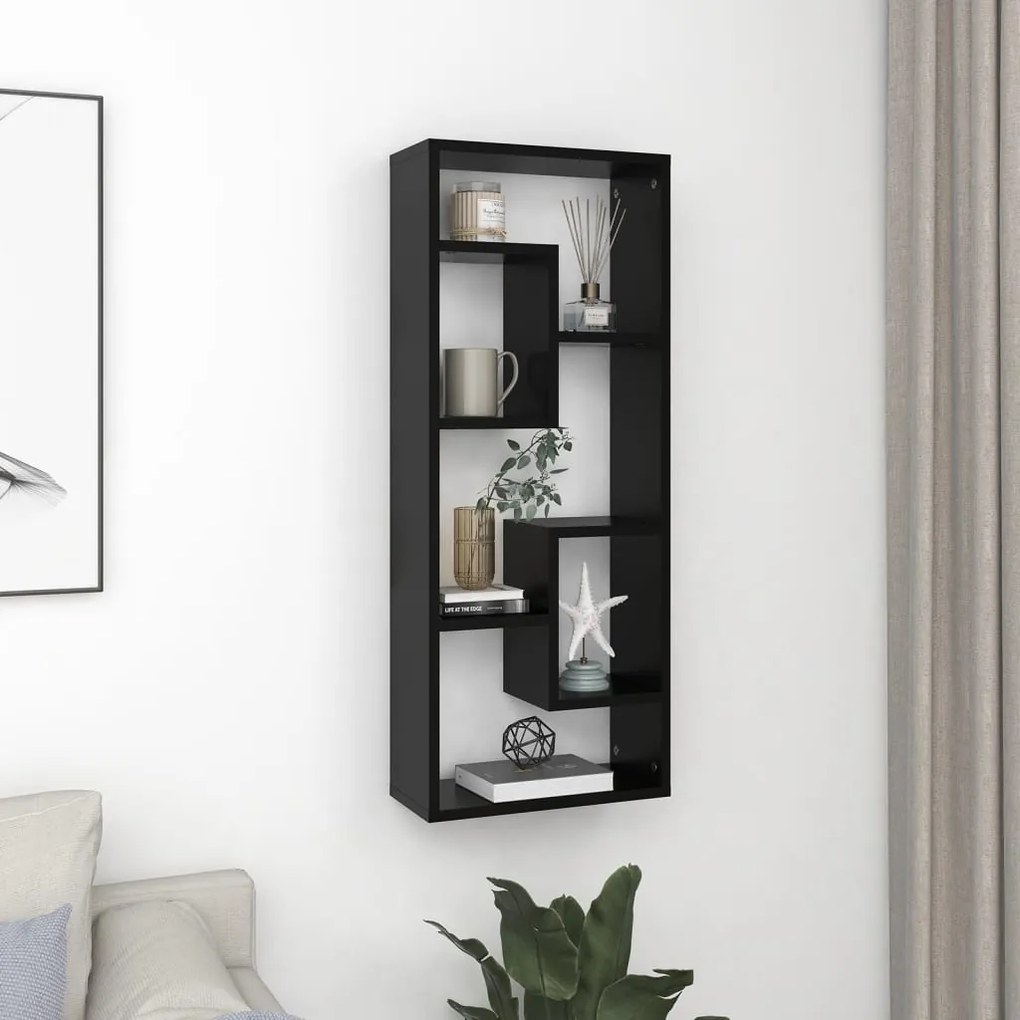 vidaXL Estante de parede 36x16x90 cm derivados de madeira preto