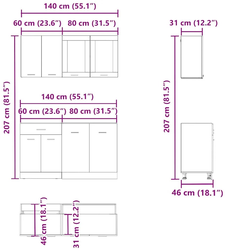 4 pcs armário de cozinha conjunto deriv. madeira madeira velha