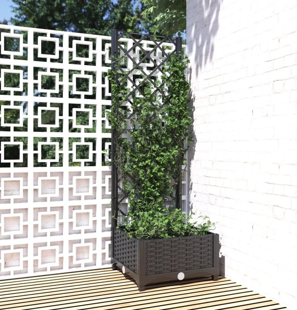 Vaso/floreira jardim c/ treliça 40x40x121,5 cm PP preto