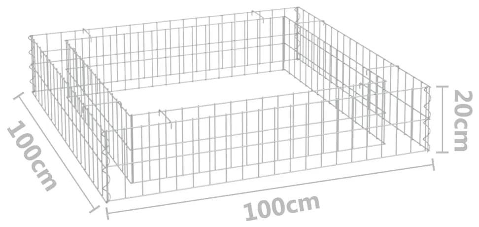 Canteiro elevado/cesto gabião 100x100x20 cm aço galvanizado