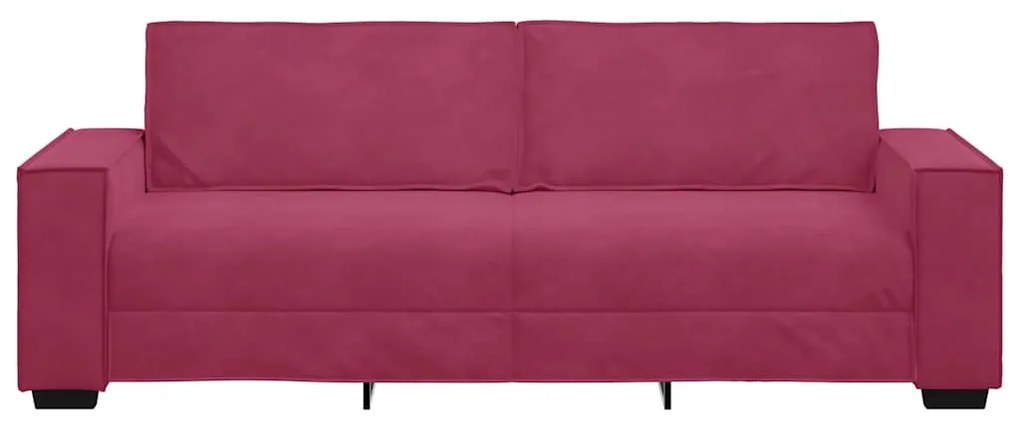 Sofá de 3 lugares veludo 180 cm vermelho tinto