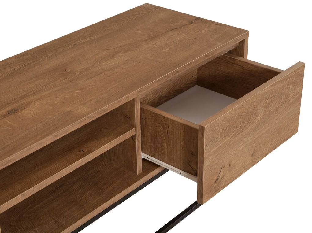 Conjunto de Móveis de Sala Laxus – Nogueira/Preto – TV: 140x50x40 cm,