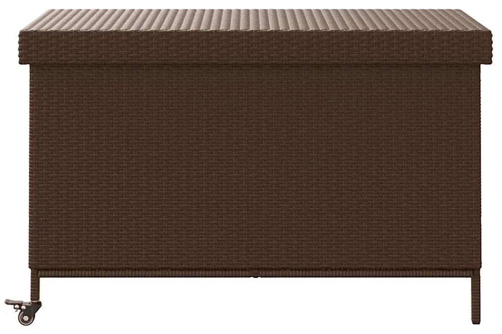 Caixa de arrumação com rodas 110x55x73 cm vime PE castanho