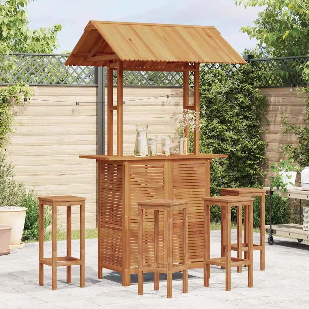 Mesa de bar exterior c/ telhado 113x106x217 cm acácia maciça