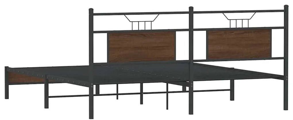 Estrutura de cama sem colchão 183x203 cm carvalho castanho