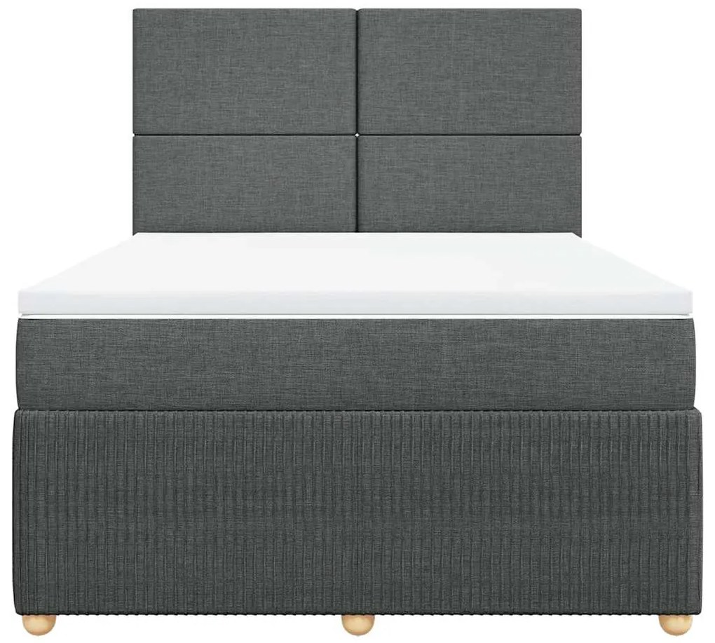 Cama com molas/colchão 140x190 cm tecido cinzento-escuro