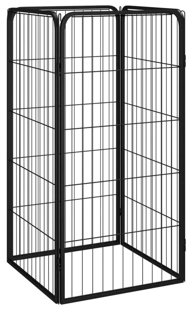vidaXL Canil com 4 painéis 50x100 cm aço revestido a pó preto