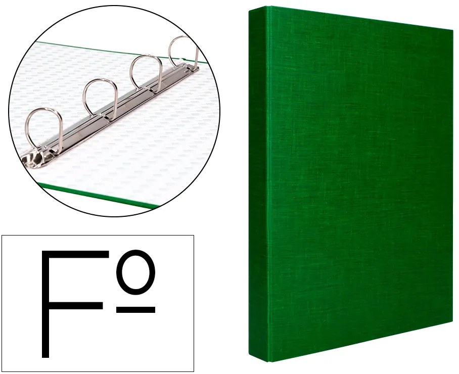 Capa Paper Coat 4 Argolas 25 mm Forro Pvc Folio Verde