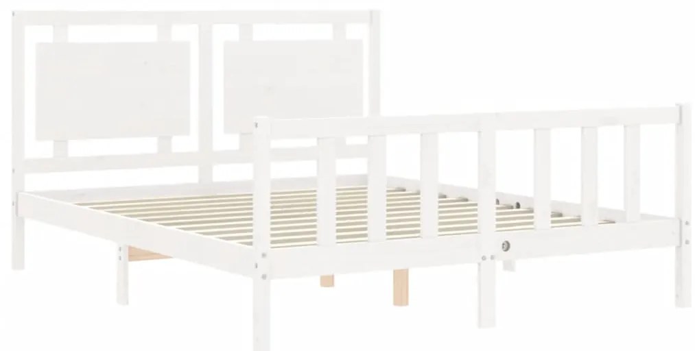 Cama sem colchão 160x200 cm madeira de pinho maciça branco