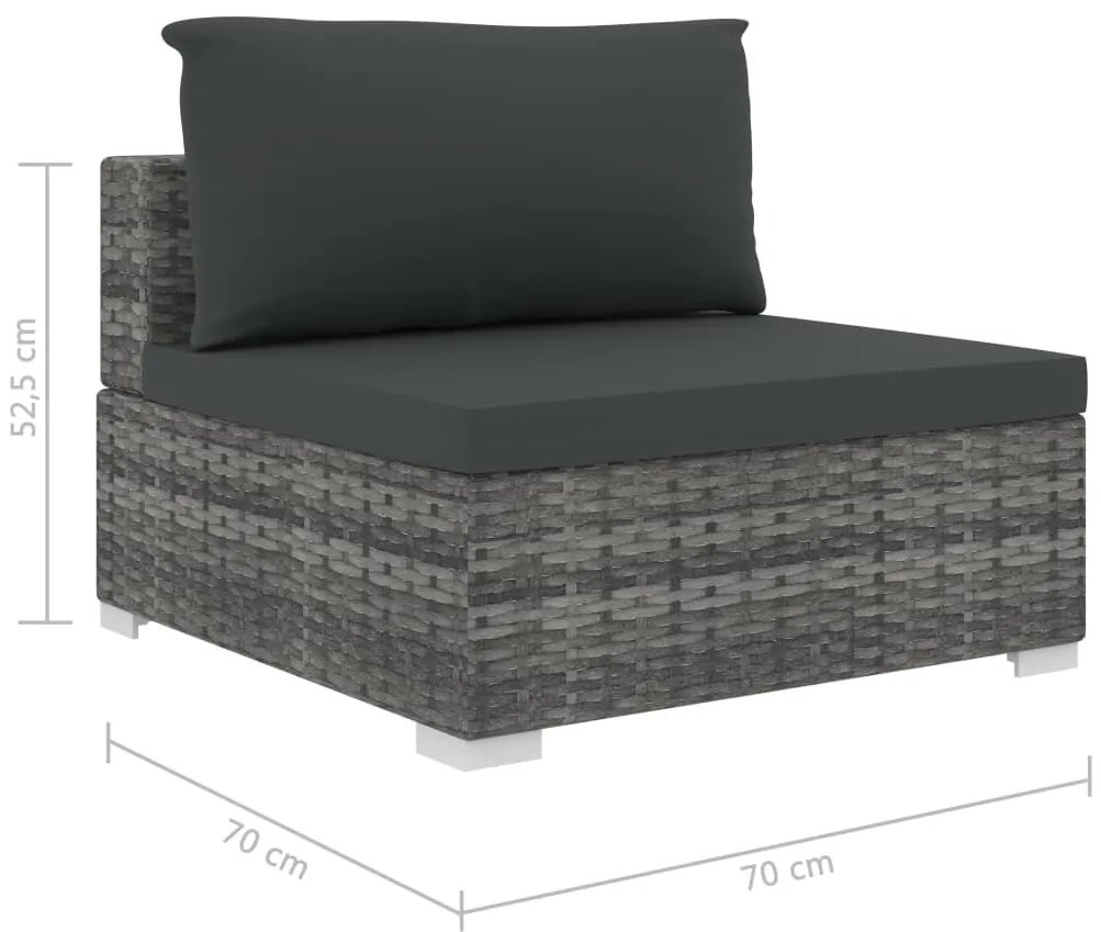 Conjunto lounge de jardim c/ almofadões 4 pcs vime PE cinzento