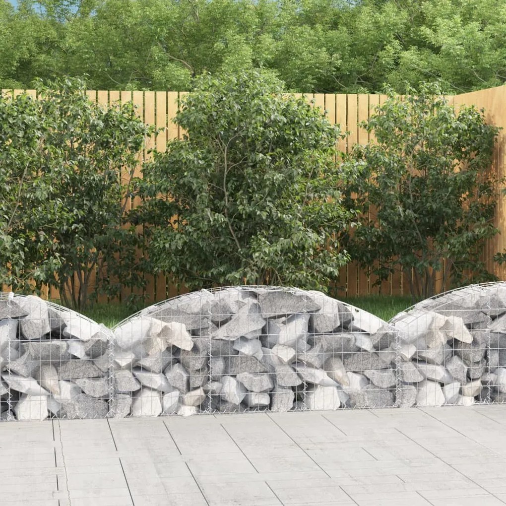153442 vidaXL Cesto gabião arqueado 150x30x40/60 cm ferro galvanizado
