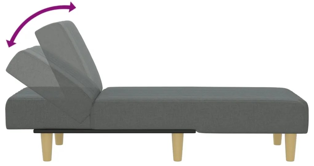Chaise longue tecido cinzento-escuro