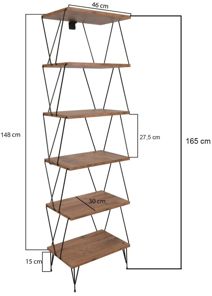 Estante Balaban – Cor Pinho – 46 cm x 165 cm x 30 cm